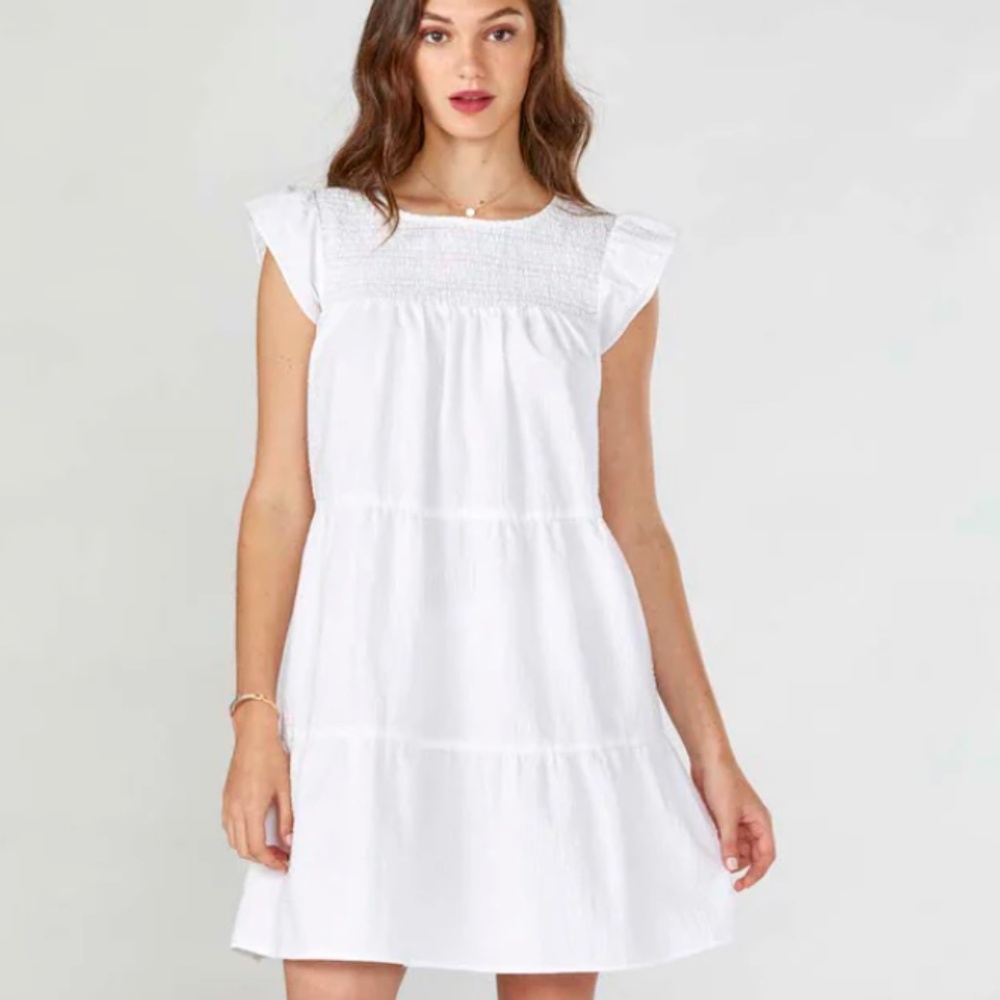 Maxwell & Geraldine The Rose - Smocked White Angel Sleeved Dress, Sz XS EUC